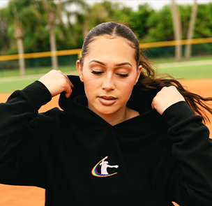 Mary Iakopo in the AUSL pride hoodie