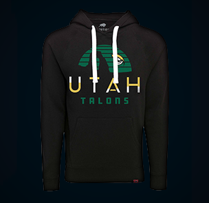 Black hoodie with green and yellow Utah Talons logo