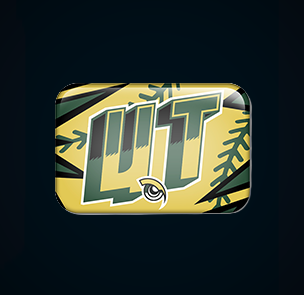 Yellow and green magnet with 'UT' and Utah Talons icon
